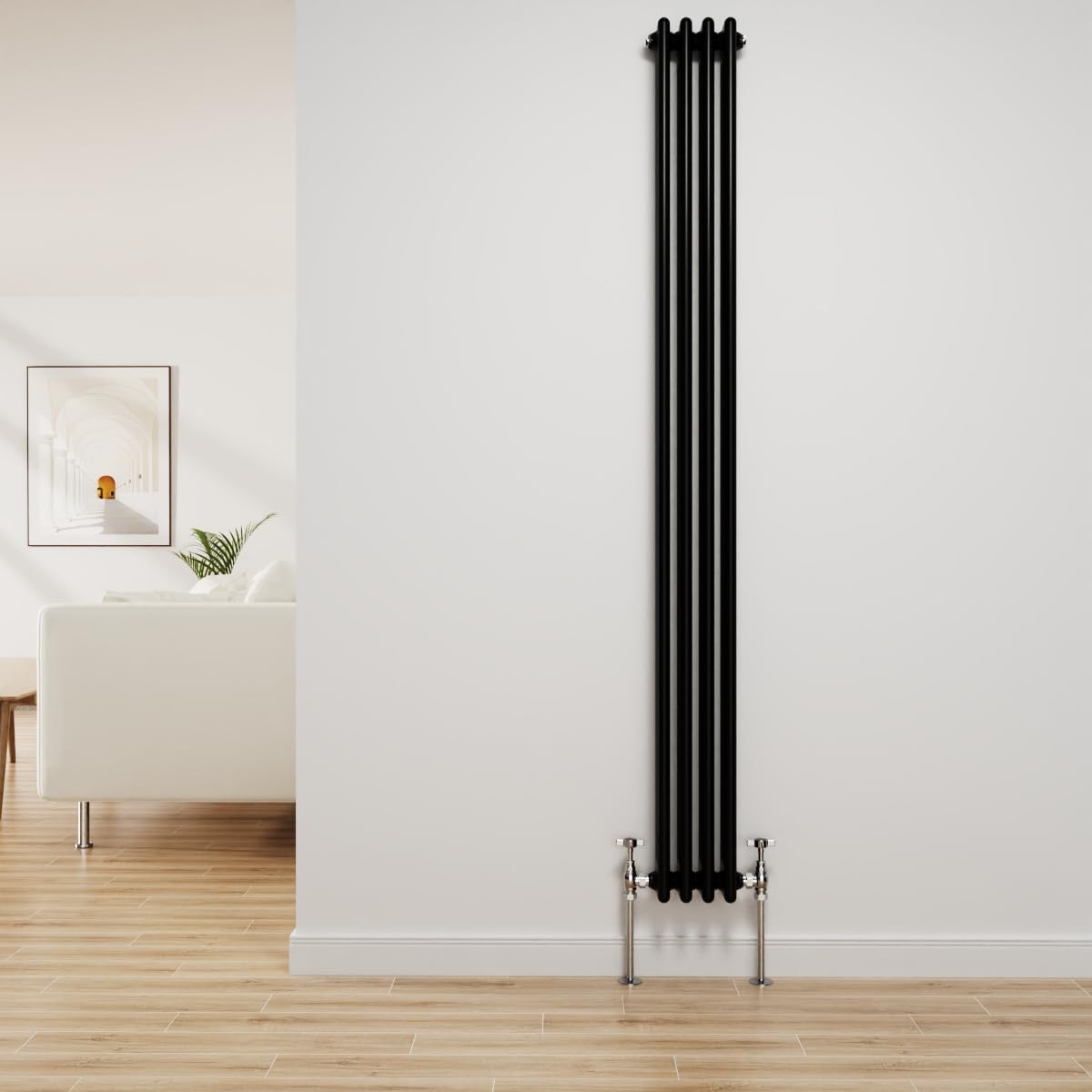 NRG Traditional Radiator Black Cast Iron 3 Column Vertical Central Heating Bathroom Radiators 1800x202mm
