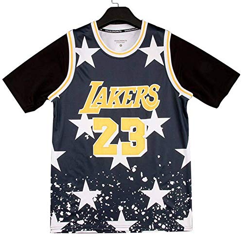 JHuA Lakers James Baloncesto Manga Corta, No. 23 Baloncesto cl¨¢Sico de Secado r¨¢Pido Transpirable Suelto Falso Dos Mangas Cortas