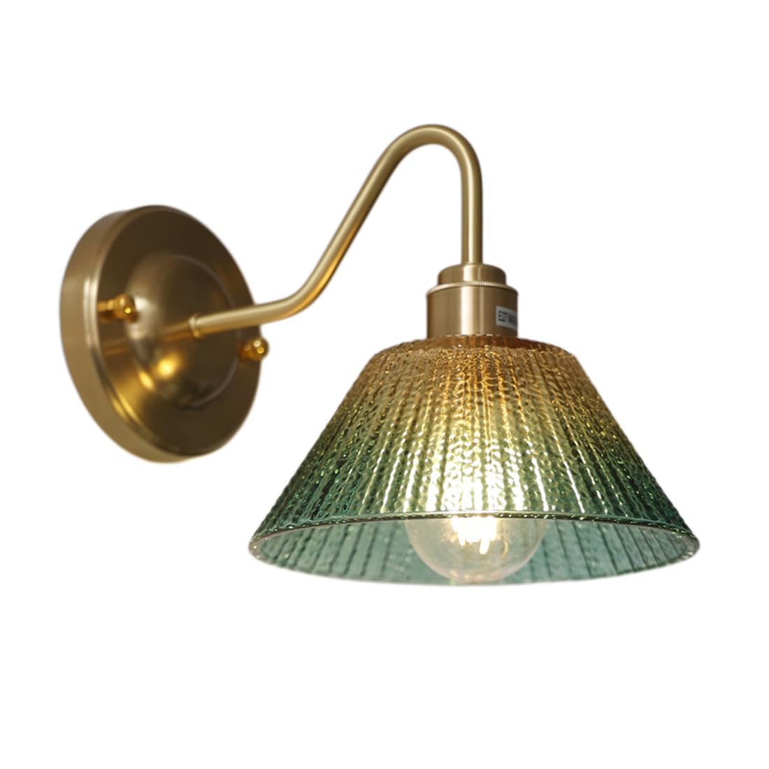 HUAYUSEDF Vintage Style Brass Wall Lights Glass Shade Modern Sconce E27 Base Simple Bedside Lamp for Bedroom Hotel Corridor Living Room Restaurant