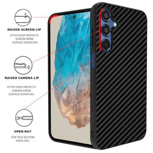 Image of RIGGEAR Sleek Back Cover Case Compatible with Samsung Galaxy M35 5G (TPU+PC | Black CF)