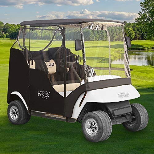 10L0L Golf Cart Enclosure 2 Passenger for EZGO TXT,Waterproof Portable Drivable Golf Cart Storage Cover,Travel 4-Sided Enclosure (Black/Transparent)
