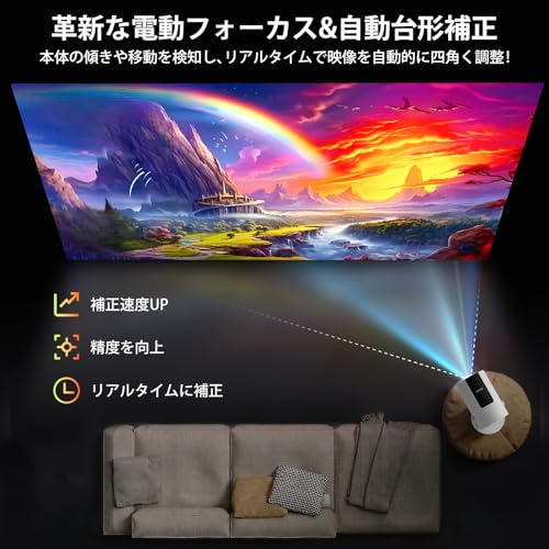 undefined プロジェクター 家庭用【令和7年4月新登場!明るさプラス20000LM&電動フォーカス&自動台形補正&4K対応】 プロジェクター 小型 Wi-Fi6瞬時接続 天井投影 1080P Bluetooth5.4 HI-FIスピーカー内蔵 短距離投影 自動台形補正 大画面 スタンド一体型 軽量 スマホ/パソコン/PS機/DVD接続可 プレゼントに最適 日本語取扱説明書 3年保証 の商品画像 5