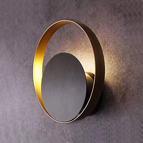 Lámpara de pared circular negra 25x28 cm con diseño geométrico minimalista y moderno.