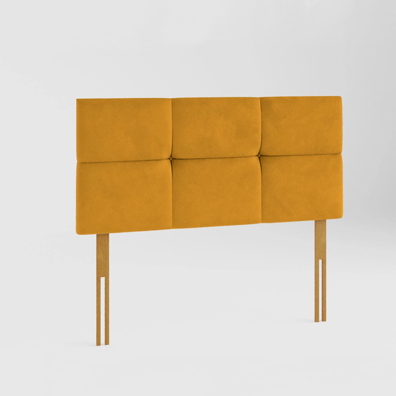 YORKSHIRE HOMEWARE Padded Lined & Buttoned Headboard | Bed Headboards in Plush Velvet Fabric | Lined Headboards for Bed Bedroom Décor Hotel Furniture (Mustard, 3ft Sin)