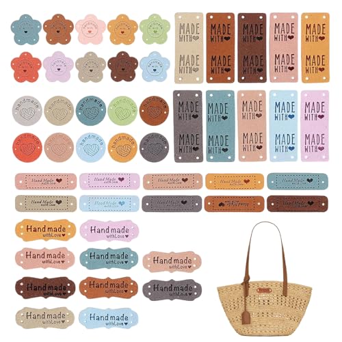 Etiquette Couture, 50 pièces étiquettes Fait Main, Etique tte Fait Main, Etiq uette Cuir, Etiqu ette Fa it Ma in En Francais, pour bricolage, chapeau, pour...