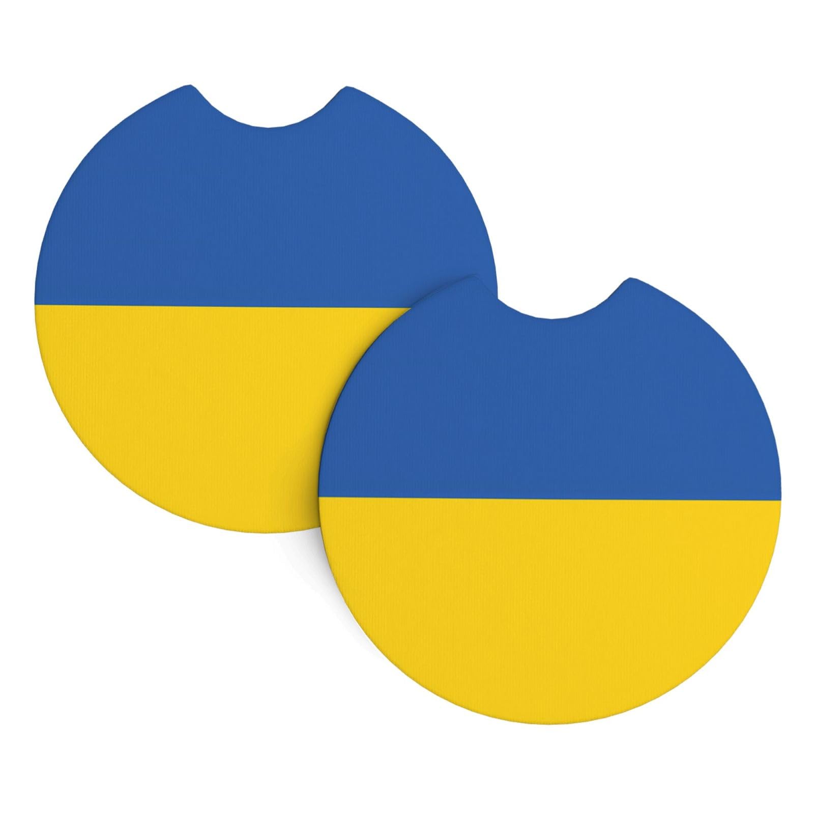 Flag of Ukraine Car Interior Cup Holder Pad 2 PCS Car Coasters Scratch-resistant Odorless for Most Cars