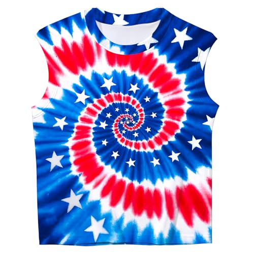 Kids Tie Dye Tank Tops for Boys Girls Sleeveless Summer Shirts Polyester Outfit Clothes Tees 6-14 Yeas