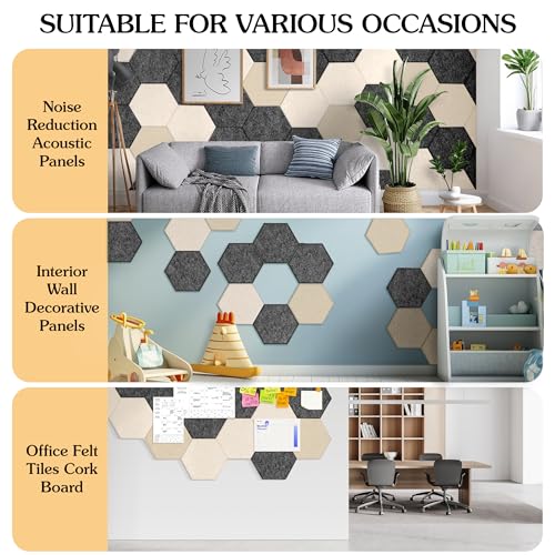 Image of Acoustic Panels, Magrowill 12-Pack Soundproof Wall Panels 14 X 12 X 0.4 Inches, Sound Absorbing Panels with Full Self-Adhesive, Interior Wall Decor Felt Tiles Board