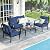 SunloungeCo 4-Piece Patio Furniture Set, Wider Outdoor Metal Seating Sofa with High Back & Loveseat, Coffee Table, All Weather Metal Conversation Set for Backyard, Poolside, Deck-Navy
