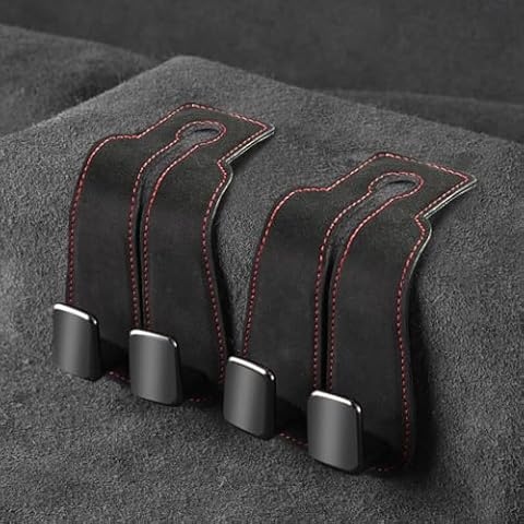 SUNCARACCL 2 Pack Car Seat Headrest Hook, Car Purse Hook Car Hooks for Purses and Bags, Car Seat Back Storage Hook Double Hook Holder Car Organization Accessories(Black) Cover