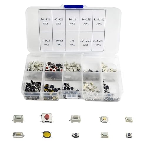 Miniatura 7 de WMYCONGCONG 300 piezas de interruptor de botón táctil micro momentáneo táctil surtido kit para control remoto de coche