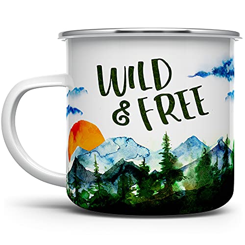 Taza de camping esmaltada Loftipop Wild and Free 12oz miniatura 1