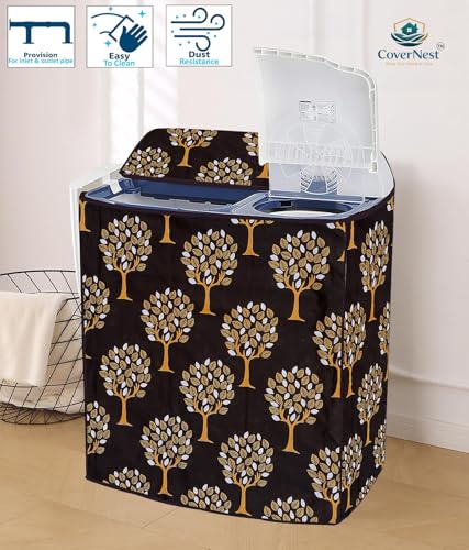 Image of Covernest Semi Automatic Washing Machine Cover, Dustproof, Compatible with 6 Kg -7.5 Kg Washing Machines (WMC-WOODLAND TREE SEMI)