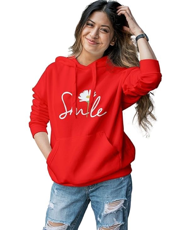 Image of Women's Printed Fleece Hoodie Sweatshirt | Soft Warm Winter Hooded Top for Women & Girls