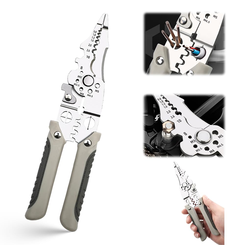 Multifunctional Wire Stripper Crimper Cable Cutter Pliers, Electrical Wire Stripper Tool Wire Cutters, Wire Crimping Tool Electrician Hand Tools