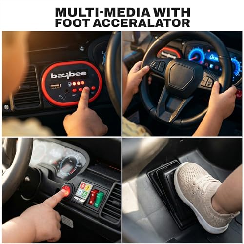 Image of Baybee CruzeX 4x4 Battery Operated Jeep for Kids with Parental Control | Baby Ride On Electric Car with RGB Lights, Music & Swing Mode | Rechargeable Battery Car for Kids 2 to 6 Years (Orange)