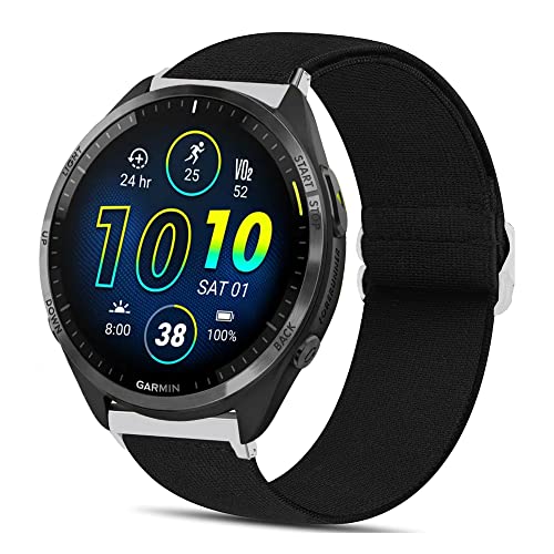 Lamshaw Compatible for Garmin Forerunner 965 Band, Stretch Elastics Adjustable Strap Compatible for Garmin Forerunner 965 / Forerunner 265 46 MM Smartwatch (Black)