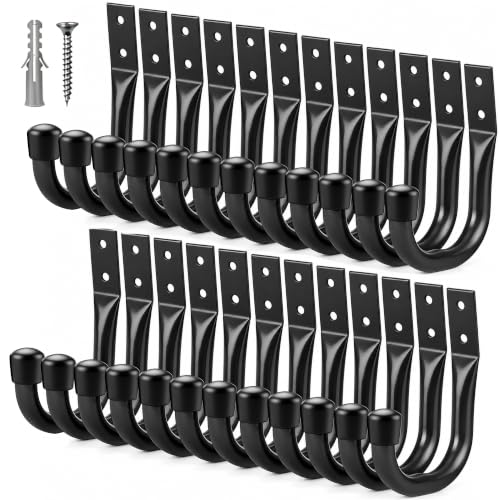 Image of 24-piece Heavy Duty Garage Storage Hooks, Bike Hooks for Garage Wall, Utility Garage Hooks, Wall Mount J Hook for Hanging, Large Metal Storage Organizer Tool, Extension Cord Hanger