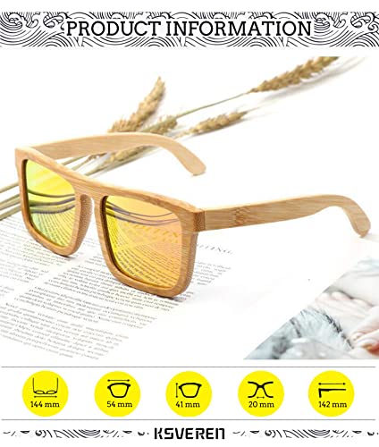 Sunglasses Men Bamboo Wooden Frame 100% UV Protection Polarized Lens Outdoor Glasses K5654