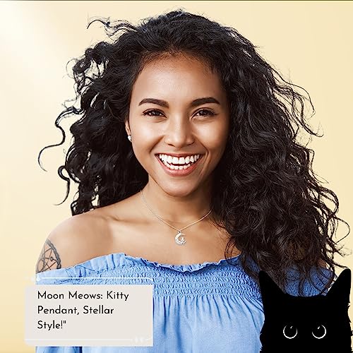 Li-Jacobs Cat on the Moon Necklace: Silver Crescent Charm for Cat Lovers - Gift for Her Birthday, Christmas, Mother's Day, Valentines Day3