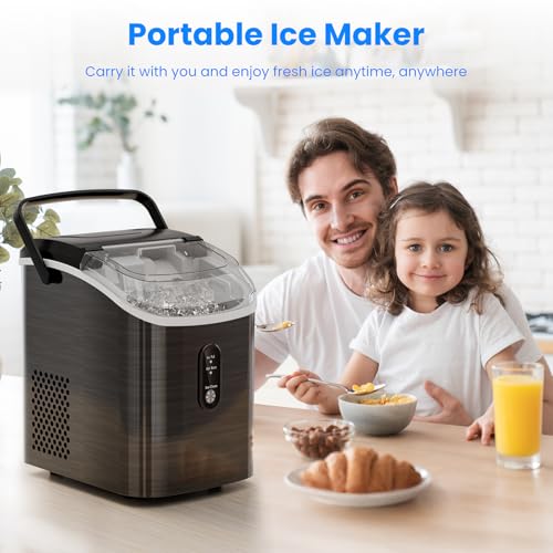 Image of Antarctic Star Nugget Ice Makers Countertop with Self-Cleaning, 35lbs /24H, Portable Sonic Ice Maker Machine with Handle /Basket /Scoop for Home, Kitchen, Office, Camping(Stainless Steel Black)