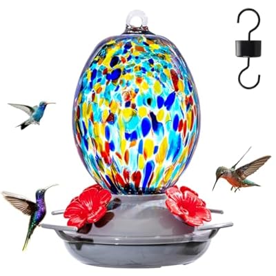 Muse Garden Hand Blown Glass Hummingbird Feeder...