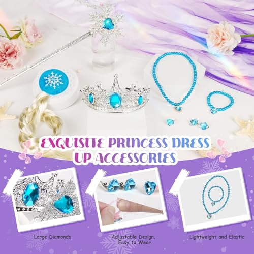 Fuspweao Princess Dresses For Girls, Light Up Princess Dress Up Cloths For Girls, Frozen Costumes For Girls Halloween thumb #2