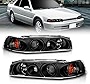 AmeriLite Black Replacement Projector Headlights Set for 90-93 Honda Accord - Passenger and Driver Side