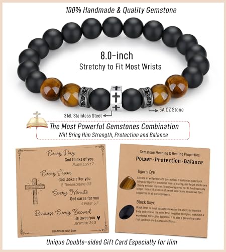 TONY & SANDY Cross Bracelet Stocking Stuffers Men Boys Christian Gifts for Teen Boys Son Grandson on Birthday Graduation Easter Christmas3