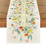 Artoid Mode Flower Floral Table Runner, Spring Summer Seasonal Kitchen Dining Table Decoration for Indoor Outdoor Home Party Decor 13 x 72 Inch