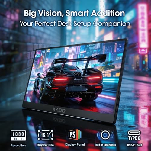 Image of Kado 2-Pack 15.6 inch FHD Portable Monitor for Laptop 1080p Second Display IPS | 45W Reverse Charging HDMI USB-C, 1920x1080 Laptop Screen Extender, Kickstand for PC, Mac, Dex, Tablet, Xbox, PS4 /PS5, Switch