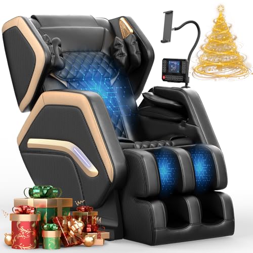 NAGLIFOR Massagesessel, Ganzkörper-Massagestuhl mit 14 Rollen, 8 Airbags Massage, Heizfunktion, Fußmassage, Bluetooth-Lautsprecher, Touch-Fernbedienung
