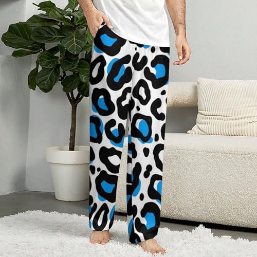 Leopard Comfy Casual Pajama Pants,Print Drawstring Palazzo Lounge Pants Wide Leg4
