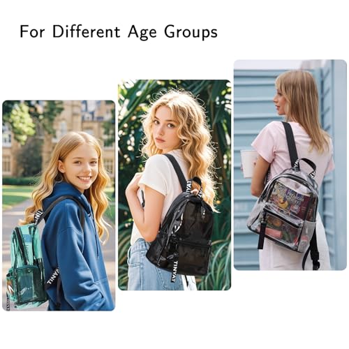 TINYAT Heavy Duty Transparent Clear backpack See Through Clear Bag Kid Backpack for School, Concerts, Sports, Travel T90512