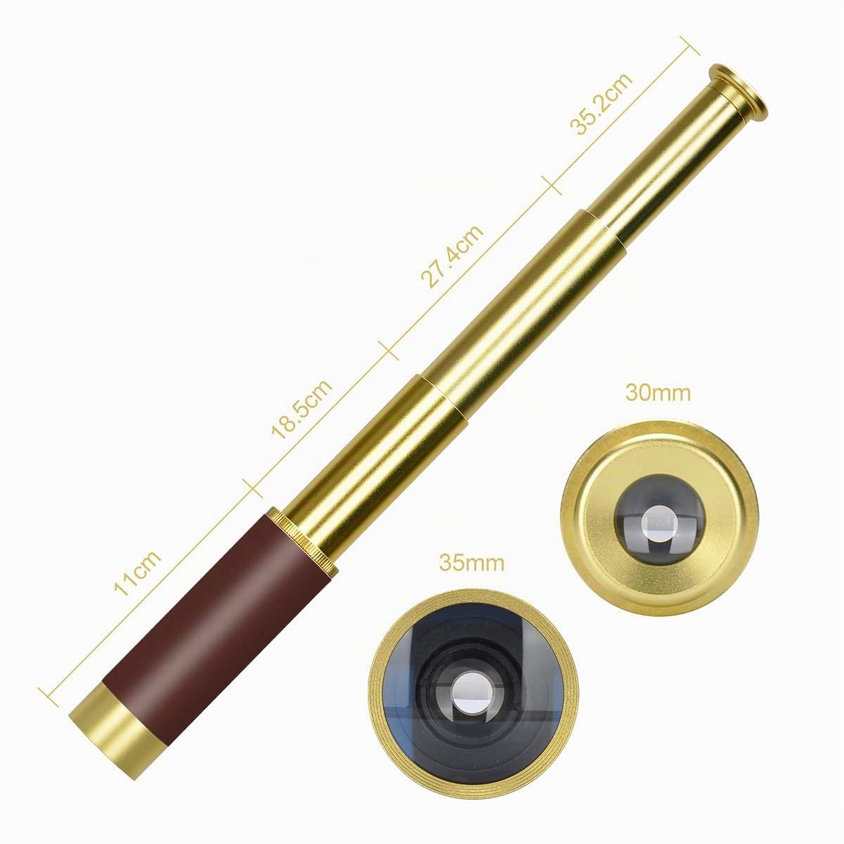 Télescope Pirate rétro monoculaire en Laiton Songway Vintage monoculaire de Poche Pliable Portable 25 x 30 zoomable étanche pour Enfants Adultes Navigation Voile Voyage Nautique V