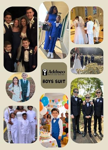 Image of Boys Suit for Kids Formal Slim Fit Tuxedo Suits Ring Bearer Outfit