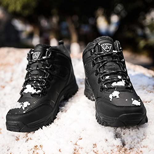 HYDLONGR Men's Women's Winter Warm Waterproof Upper Fluffy Plush Lining Snow Boots Slip Resistant Hiking Shoes Winter Hiking Camping Shoes4