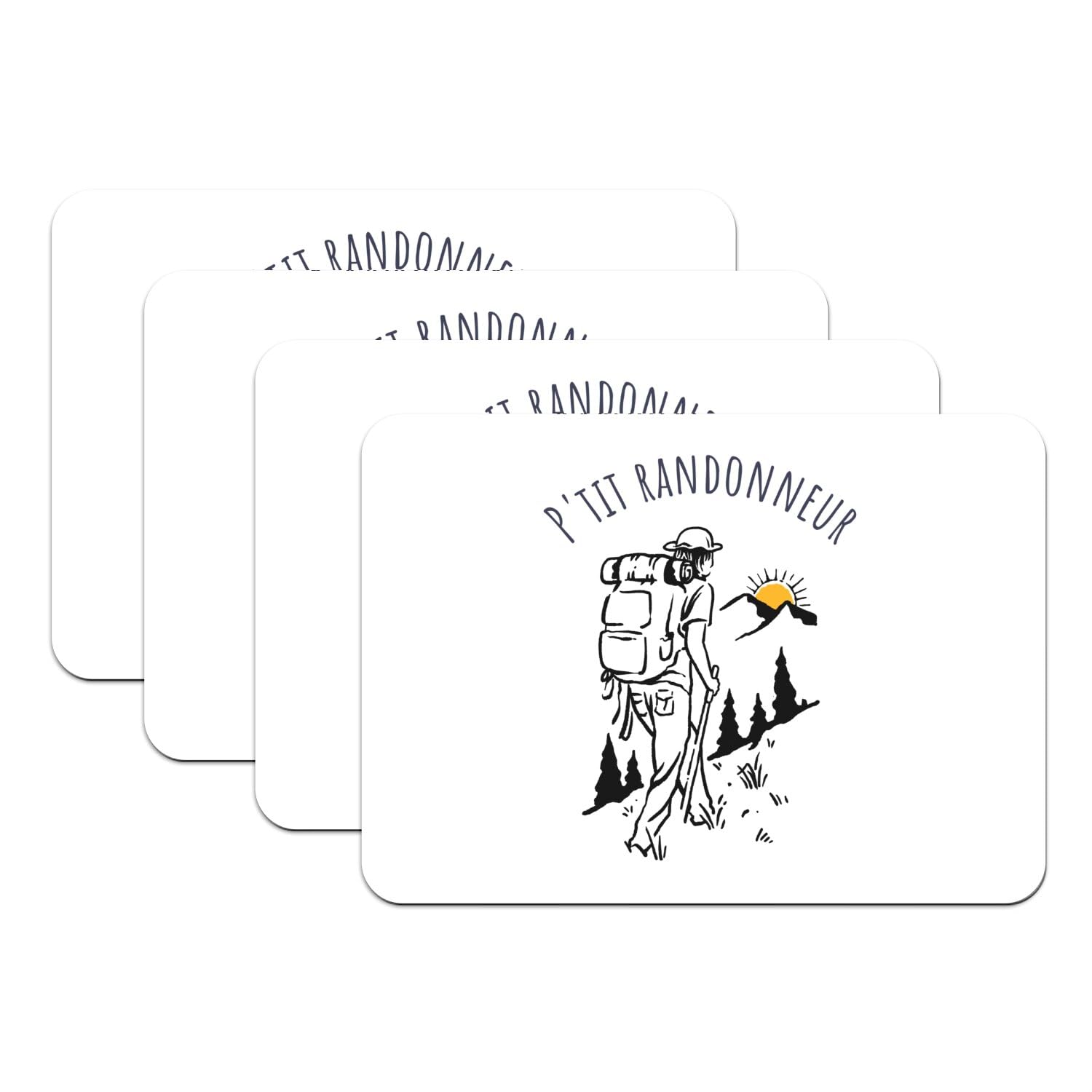 Set de table caoutchouc blanc grand format 39,5x28,5 cm randonnée x4