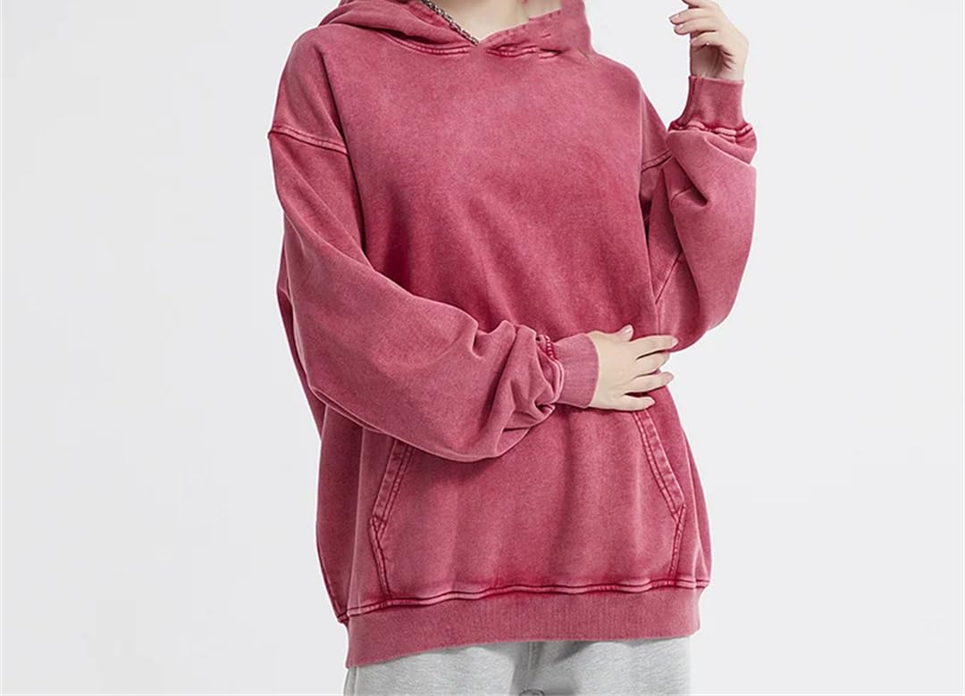 Fnfmrfmr Felpa da donna in cotone con cappuccio vintage hip hop pullover felpa lavata oversize manica goccia cappotto con cappuccio