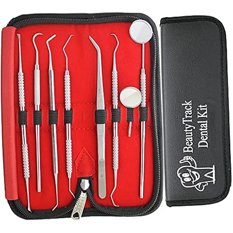 Dental Plaque Remover for Teeth Dental Tools 8 Pcs Hygiene Teeth Cleaning Kit with Storage Case, Dentist Tools for Personal & Pet Oral Care with Extra #4 Mirror Cover