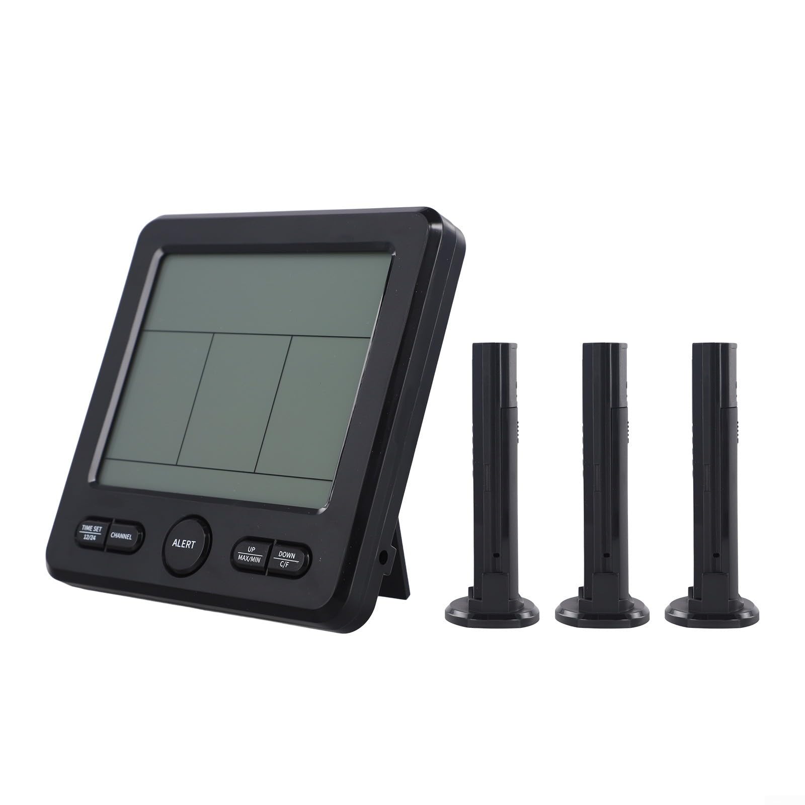 Kit stazione meteo con termometro e igrometro wireless con radio per misurazioni accurate della temperatura interna ed esterna (nero)