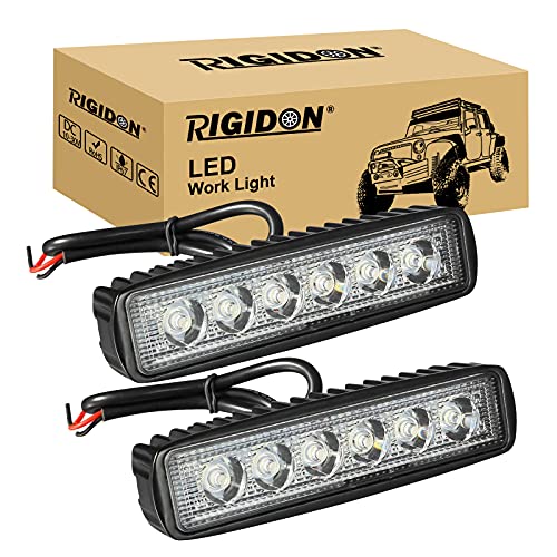 RIGIDON 2 Pcs Faro da Lavoro Led, 6 Pollici 15 cm 18W Spot Luci di Lavoro a Led, Fari di Profondità, Sottile Barra Leds Fuoristrada Per Auto Trattore Escavatore Camion SUV ATV 4x4,12V 24V 6000K