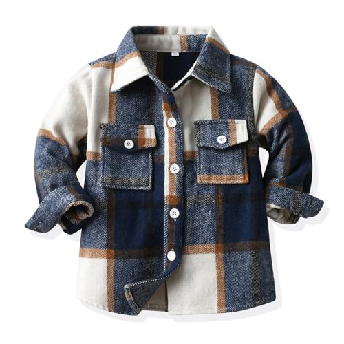 Sobrisah Toddler Big Boys Plaid Button-Down Jackets Kids Flannel Checked Tartan Tops Fall Winter Outcoats