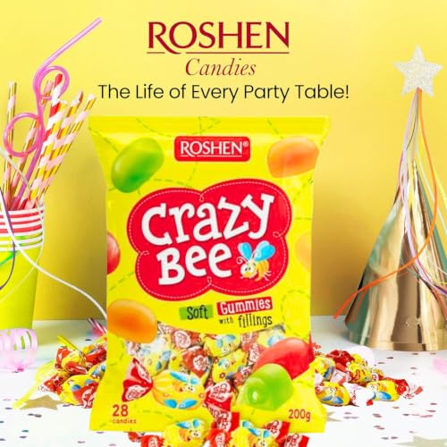 Caramelos Roshen Crazy Bee Jelly 7.01 oz sabor fruta miniatura 4