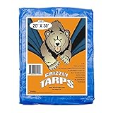 B-Air Grizzly Tarps - Large Multi-Purpose, Waterproof, Heavy Duty Poly Tarp Cover - 5 Mil Thick (Blue - 20 x 30 Feet)
