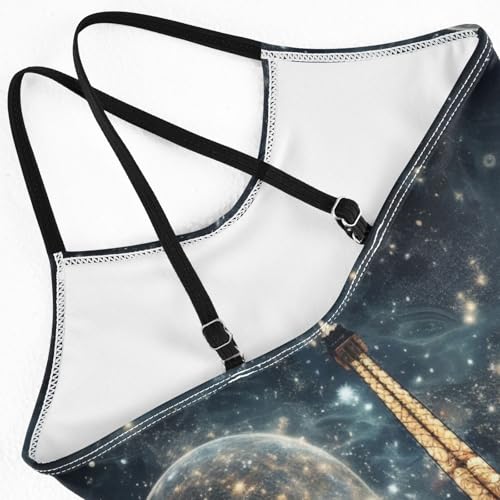 Image of ALAZA Paris Eiffel Tower and Moon Girl's Swimsuits Bathing Suit One Piece Beach Swimwear