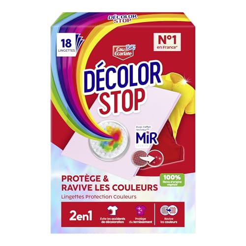 Decolor Stop - 2 en 1 -Protege et Ravive les Couleurs - Lingettes Protection Couleurs - Evite les Accidents de Decoloration - Protege du Ternissement - Ravive les...