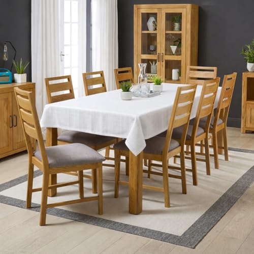 Toalha Mesa Linho Oxford Slub Premium Rústico Mesa Buffet Tecido Jantar Festa Decoração (BRANCO - 6 LUGARES)