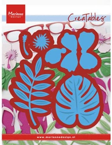 Marianne Design Creatables ハイビスカス &amp; 熱帯の葉 ダイ、メタル、ブルー、16 x 4.8 x