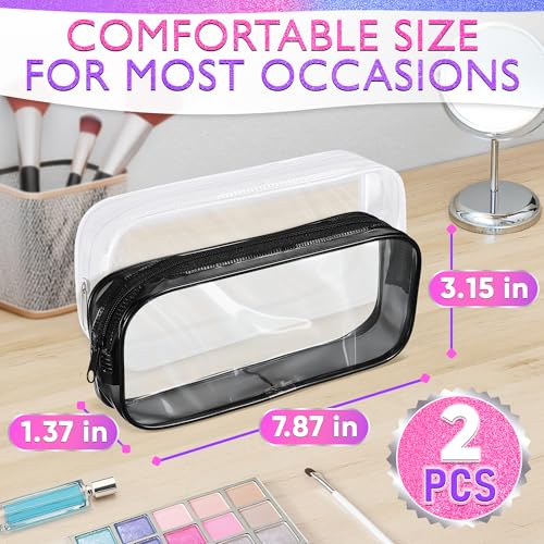 Small Makeup Bag for Purse – 2 Pcs Clear Zipper Pouches, Soft, Elastic, Waterproof Plastic Small Cosmetic Bag for Purse, Space-Efficient, Stylish Design – Great for Organizing Essentials on the Go2